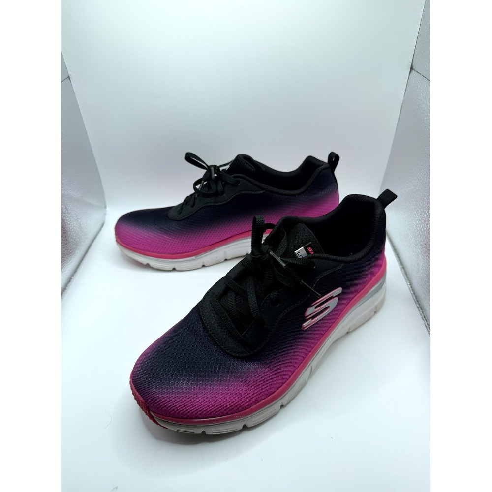 Skechers Fashion Fit Build Up 12717-BKHP Womens 10 Sneaker Black Pink Ombre